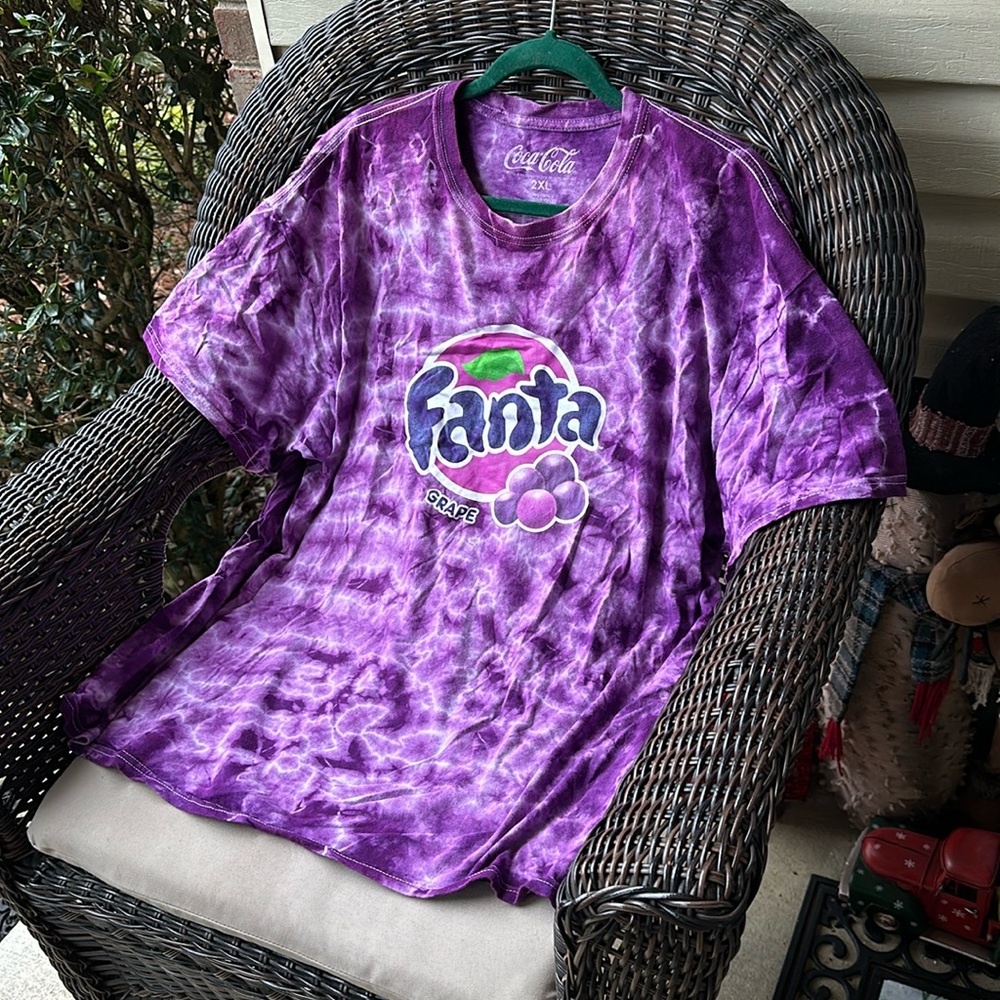 Coca Cola Fanta Purple Tie Dye Short Sleeve Top 2XL - Picture 2 of 6